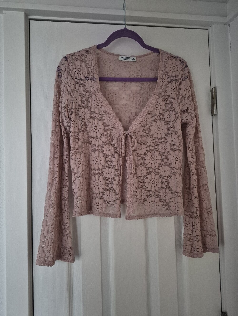 Arizona Jean Company Dusty Pink Lace Tie-Front Tunic Top Medium